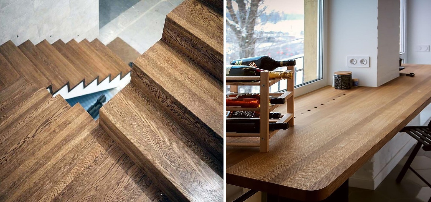 Подоконники и элементы лестниц из дерева